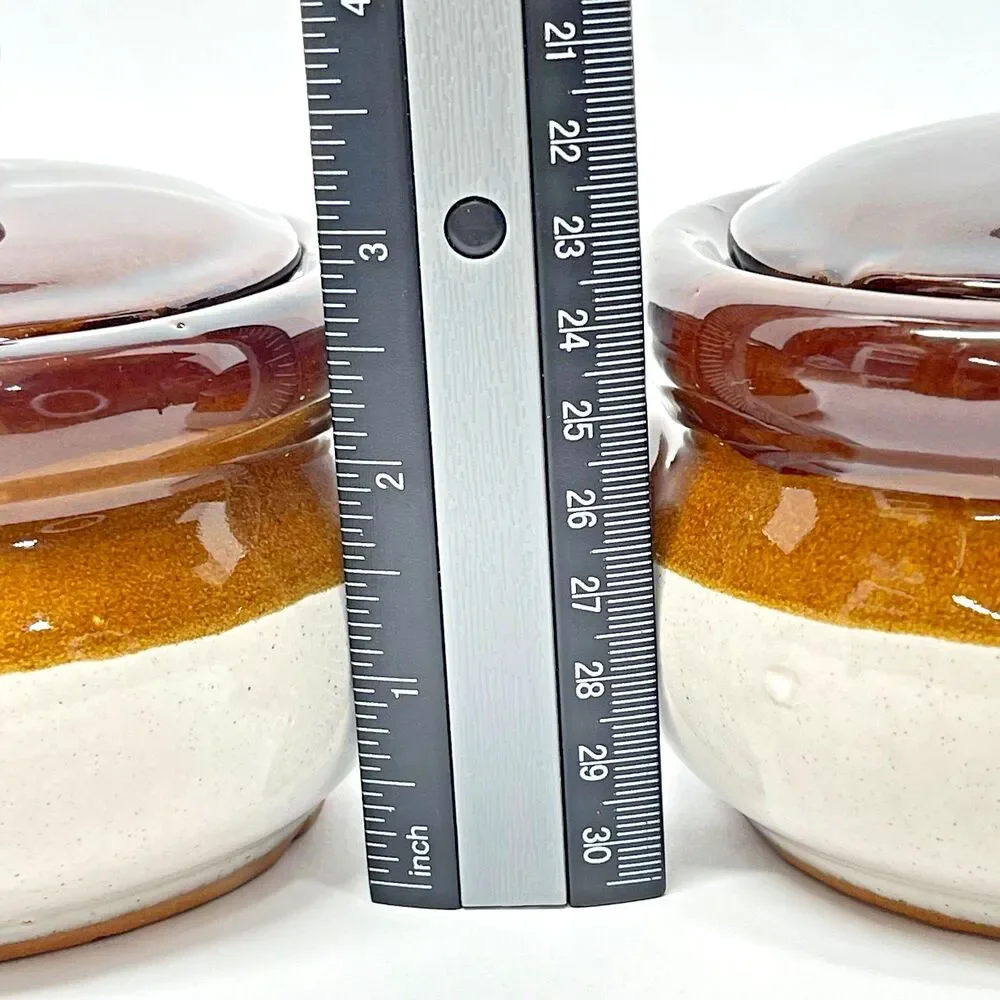 MCM Vintage Pair of Gailstyn-Sutton Brittany Ceramic Crocks Brown Drip Glaze 70s